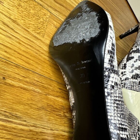 RAG & BONE 39 Beha Black and White Snakeskin Stiletto Ankle Boots 9 - Picture 7 of 7